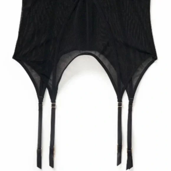 Bodysuit with Garters Kink Straps Nylon Mesh Women’s Underwear M